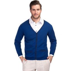 Sweter ARCADIO 13-29JK. Niebieskie swetry rozpinane męskie marki Giacomo Conti, m, z bawełny, z kontrastowym kołnierzykiem. Za 169,00 zł.