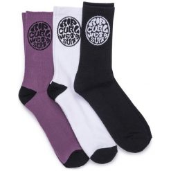 Rip Curl 3-Pak Skarpetki Męskie Wetty Crew Socks 43-45 Wielobarwny. Szare skarpetki męskie Rip Curl, bez wzorów, z materiału. Za 67,00 zł.