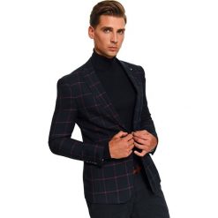 Marynarka dopasowana w zeszytową kratę. Marynarki męskie Top Secret, na zimę, m, bez wzorów, z tkaniny, eleganckie. W wyprzedaży za 249,99 zł.