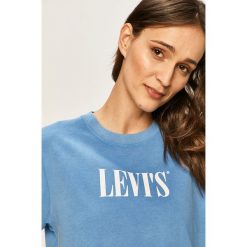 Levi's - T-shirt. Niebieskie bluzki damskie Levi's®, s, z nadrukiem, z bawełny, casualowe, z okrągłym kołnierzem, z krótkim rękawem. W wyprzedaży za 119,90 zł.