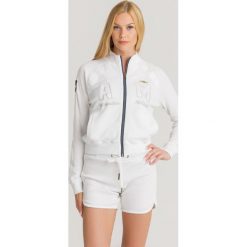 BLUZA FULL ZIP Aeronautica Militare. Białe bluzy damskie xs, z aplikacjami, z materiału. Za 424,50 zł.