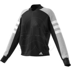 Bluza damska adidas bomberka czarna EB3765. Czarne bluzy damskie Adidas, w paski, z bawełny. Za 255,00 zł.