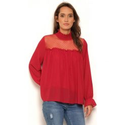 Bluzka "Chimene" w kolorze czerwonym. Czerwone bluzki damskie Manoukian, s, w koronkowe wzory, z koronki. W wyprzedaży za 109,95 zł.