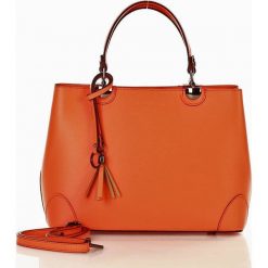 Torebka italian bag kuferek skóra MARCO MAZZINI - pomarańcz mandarino. Pomarańczowe kuferki damskie MAZZINI, w paski, ze skóry, eleganckie, bez dodatków. Za 299,00 zł.