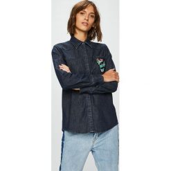 Trussardi Jeans - Koszula. Niebieskie bluzki damskie marki Trussardi Jeans, s, z bawełny, z włoskim kołnierzykiem, z długim rękawem. W wyprzedaży za 399,90 zł.