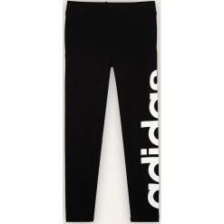 Adidas - Legginsy dziecięce 110-170 cm. Czarne spodnie dziewczęce Adidas, z nadrukiem, z elastanu. Za 99,90 zł.