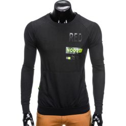 Bluzy męskie: BLUZA MĘSKA BEZ KAPTURA Z NADRUKIEM B787 – CZARNA