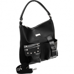 Torebka shopper bag damska worek A4 Badura czarna - czarny. Czarne torby damskie na zakupy Badura, bez wzorów, ze skóry ekologicznej, klasyczne, duże, bez dodatków. Za 269,99 zł.