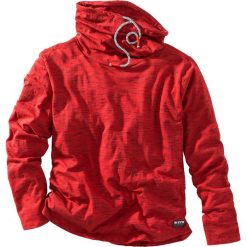 Shirt z długim rękawem i szalowym kołnierzem bonprix czerwony melanż. Czerwone koszulki męskie bonprix, s, bez wzorów, bez kołnierzyka, z długim rękawem, długie. Za 59,99 zł.