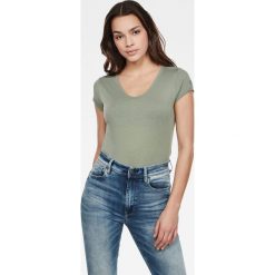 G-Star Raw - T-shirt. Żółte bluzki damskie G-Star RAW, s, bez wzorów, z bawełny, retro, z okrągłym kołnierzem, z krótkim rękawem. Za 119,90 zł.