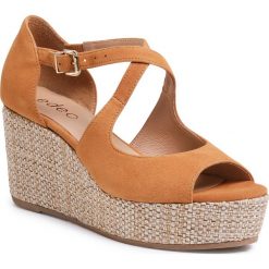 Espadryle EDEO - 3565-1100/956 Rudy. Pomarańczowe espadryle damskie Edeo, bez wzorów, ze skóry, bez obcasa, na obcasie. Za 339,00 zł.