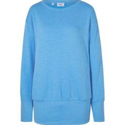 Bluza "oversize" bonprix niebieski melanż. Niebieskie bluzy damskie bonprix, bez wzorów, bez rękawów, bez kaptura. Za 79,99 zł.