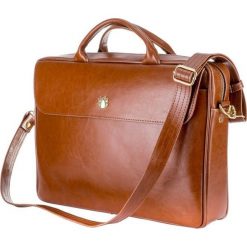 Skórzana torba aktówka damska na laptopa FELICE brązowa - Brązowy Vintage. Pomarańczowe aktówki damskie Felice, bez wzorów, z bawełny, vintage. Za 499,99 zł.