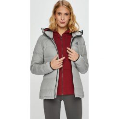 Adidas Performance - Kurtka puchowa. Szare kurtki damskie marki adidas Performance, s, bez wzorów, z poliesteru, krótkie, z kapturem. W wyprzedaży za 449,90 zł.