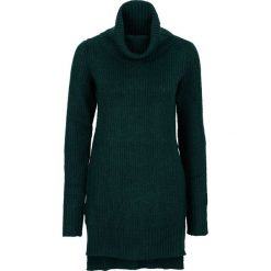 Długi sweter dzianinowy bonprix ciemnozielony. Zielone swetry damskie bonprix, z dzianiny. Za 54,99 zł.