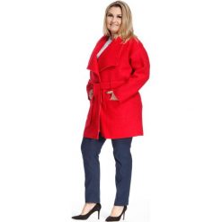 Pudełkowy płaszcz wełniany oversize PLUS SIZE. Różowe płaszcze damskie Moda Size Plus Iwanek, na zimę, plus size, bez wzorów, z wełny, eleganckie, plus size. Za 219,00 zł.