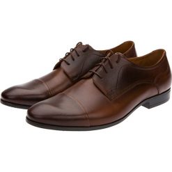 Buty Brązowe Mariot. Pomarańczowe buty wizytowe męskie LANCERTO, na lato, ze skóry, z otwartym noskiem. Za 599,90 zł.