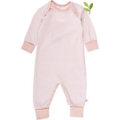 Pajacyk w kolorze jasnoróżowo-białym. Różowe body niemowlęce Fred's World by GREEN COTTON, w paski, z bawełny, bez rękawów. W wyprzedaży za 72,95 zł.