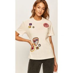 Answear - T-shirt. Białe bluzki damskie ANSWEAR, s, z aplikacjami, z bawełny, z okrągłym kołnierzem. Za 69,90 zł.