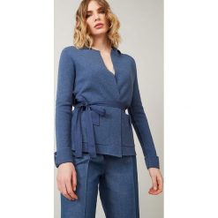 Kardigan w kolorze niebieskim. Niebieskie kardigany damskie Rodier, w paski, z kaszmiru. W wyprzedaży za 173,95 zł.