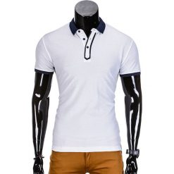 KOSZULKA MĘSKA POLO BEZ NADRUKU S663 - BIAŁA. Białe koszulki polo marki Ombre Clothing, m, z nadrukiem. Za 39,00 zł.
