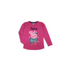 Bluzka dziewczęca gładka, z printem Świnka Peppa standardowa. Różowe t-shirty dziewczęce TXM. Za 14,99 zł.