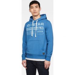 G-Star Raw - Bluza. Niebieskie bluzy męskie G-Star RAW, s, z nadrukiem, z bawełny, retro, z kapturem, bez rękawów, z kapturem. Za 419,90 zł.
