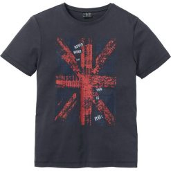 T-shirt z nadrukiem Slim Fit bonprix nocny niebieski. Niebieskie koszulki męskie bonprix, s, z nadrukiem, z okrągłym kołnierzem. Za 44,99 zł.