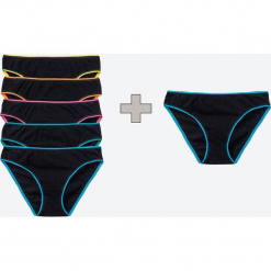 Figi 5 + 1 (6 par) bonprix czarno-kolorowy. Czarne figi bonprix, w kolorowe wzory. Za 38,94 zł.