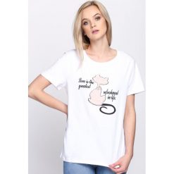 Bluzki asymetryczne: Biały T-shirt Little Lamb