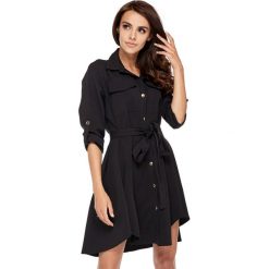 Sukienka szmizjerka z wiązaniem w pasie. Sukienki damskie Made in Poland, s, bez wzorów, z elastanu, bez kołnierzyka, bez rękawów, szmizjerki. Za 259,00 zł.