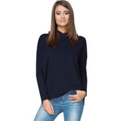 Bluzy sportowe damskie: Granatowa Bluza Sportowa Nierozpinana z Kapturem
