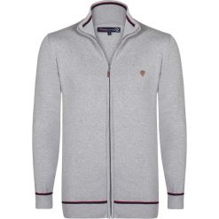 Golfy męskie: Sweter rozpinany w kolorze szaro-czarnym