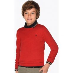 Mayoral - Sweter dziecięcy 128-172 cm. Niebieskie swetry chłopięce Mayoral, bez wzorów, z bawełny, z okrągłym kołnierzem. Za 96,90 zł.