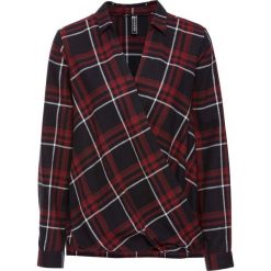 Bluzka flanelowa w kratę bonprix czerwony kasztanowy w kratę. Czerwone koszulki damskie marki bonprix, bez wzorów, ze stójką, bez rękawów. Za 44,99 zł.