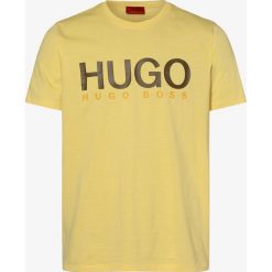 HUGO - T-shirt męski – Dolive202, żółty. Żółte t-shirty męskie HUGO, m, z nadrukiem, z kontrastowym kołnierzykiem. Za 179,95 zł.