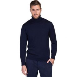 Sweter RUFO SWGR000177. Niebieskie swetry męskie Giacomo Conti, na zimę, m, bez wzorów, z bawełny, eleganckie, z golfem, bez kaptura. Za 229,00 zł.