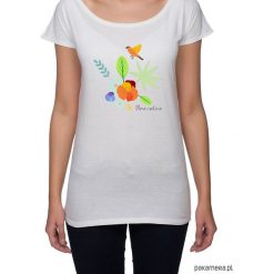 Koszulka damska. kwiaty i ptaki. Szare t-shirty damskie Pakamera, w kwiaty. Za 85,00 zł.