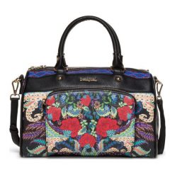 Desigual Torebka Damska Czarna Feather Dublin. Czarne torebki klasyczne damskie marki Desigual, w kolorowe wzory. W wyprzedaży za 292,00 zł.