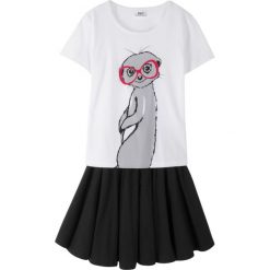 T-shirt + spódniczka (2 części) bonprix biało-czarny. Białe spódniczki dziewczęce bonprix, bez wzorów. Za 32,99 zł.