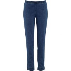 Legginsy dżinsowe "SKINNY" bonprix niebieski "stone”. Zielone legginsy marki bonprix, w kropki, z kopertowym dekoltem, kopertowe. Za 74,99 zł.