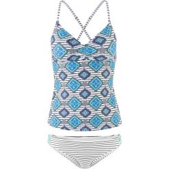 Stroje dwuczęściowe damskie: Tankini (2 części) bonprix czarno-biało-turkusowy z nadrukiem