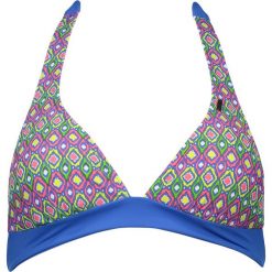 Biustonosz bikini "Stintino" w kolorze niebieskim ze wzorem. Niebieskie stroje kąpielowe dwuczęściowe damskie marki Brunotti. W wyprzedaży za 74,95 zł.