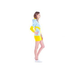 Earth Hoodie (Blue&Yellow). Żółte bluzy damskie marki OKUAKU, xs, bez wzorów, z bawełny, bez rękawów, z kapturem. Za 199,00 zł.