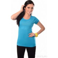 Bluzka ciążowa SREBRINA BLUE. Niebieskie bluzki damskie Bluzka ciążowa SREBRINA BLUE, xl, bez wzorów, bez kołnierzyka, moda ciążowa, bez rękawów. W wyprzedaży za 19,00 zł.