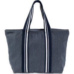 Torba shopper z kanwy bonprix niebieski. Niebieskie torby damskie na zakupy bonprix, w paski, na ramię, bez dodatków. Za 59,99 zł.