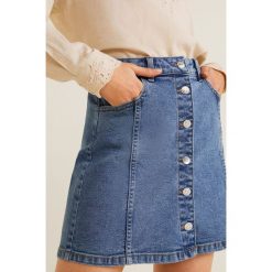 Mango - Spódnica jeansowa Vicky. Niebieskie spódniczki damskie Mango, na co dzień, s, bez wzorów, z elastanu, mini, proste. Za 119,90 zł.