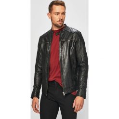 Jack & Jones - Kurtka skórzana. Czarne płaszcze męskie Jack & Jones, xl, bez wzorów, z poliesteru, krótkie, bez kaptura. Za 849,90 zł.