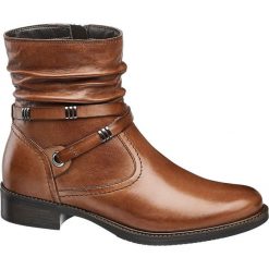 Brązowe botki damskie 5th Avenue z marszczoną cholewką 5th Avenue jasnobrązowe. Pomarańczowe botki damskie 5th Avenue, ze skóry, bez obcasa, na obcasie, na zamek. Za 239,90 zł.
