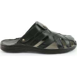 Klapki męskie Naszbut 051 czarne. Czarne klapki męskie Naszbut, w paski, ze skóry. W wyprzedaży za 129,00 zł.